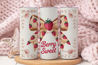 Strawberry Bow 20oz Tumbler Wrap Sublimation DesignSVG 