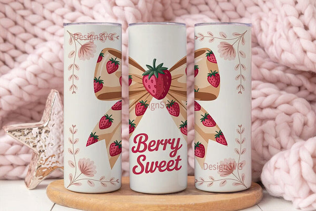 Strawberry Bow 20oz Tumbler Wrap Sublimation DesignSVG 