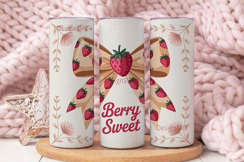 Strawberry Bow 20oz Tumbler Wrap Sublimation DesignSVG 