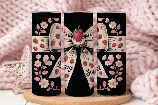 Strawberry Bow 20oz Tumbler Wrap Sublimation DesignSVG 