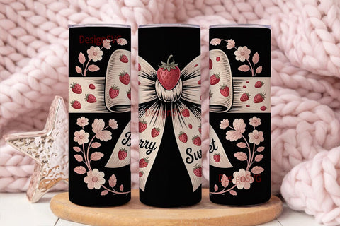 Strawberry Bow 20oz Tumbler Wrap Sublimation DesignSVG 