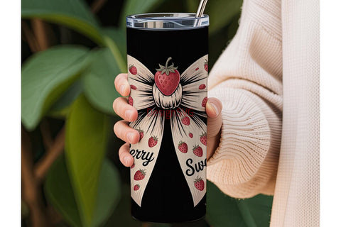 Strawberry Bow 20oz Tumbler Wrap Sublimation DesignSVG 