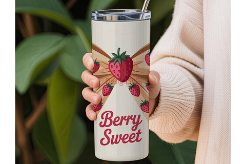 Strawberry Bow 20oz Tumbler Wrap Sublimation DesignSVG 