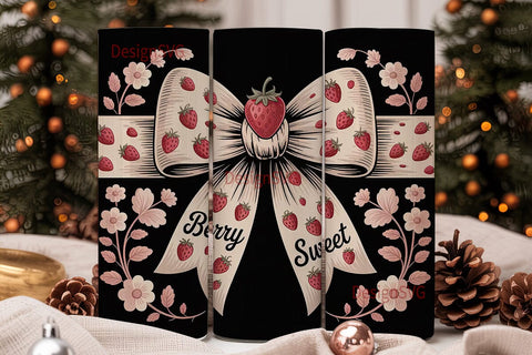 Strawberry Bow 20oz Tumbler Wrap Sublimation DesignSVG 
