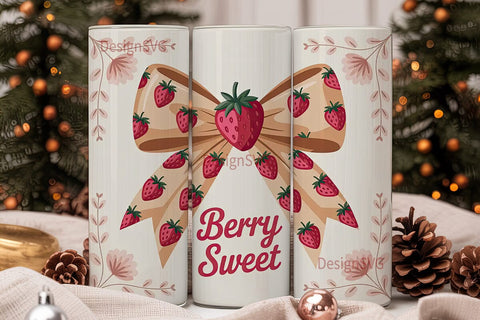 Strawberry Bow 20oz Tumbler Wrap Sublimation DesignSVG 