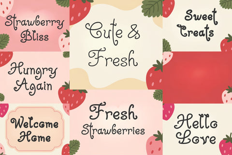 Strawberry Charm Curly Font Bundle | Cute Handwritten Family Font TonisArtStudio 