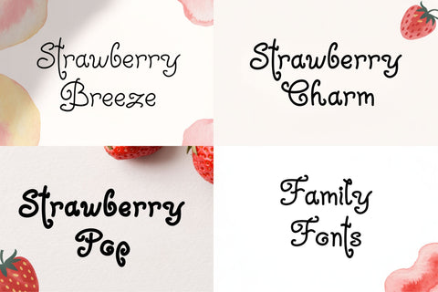 Strawberry Charm Curly Font Bundle | Cute Handwritten Family Font TonisArtStudio 