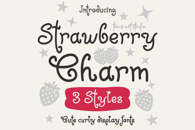 Strawberry Charm Curly Font Bundle | Cute Handwritten Family Font TonisArtStudio 