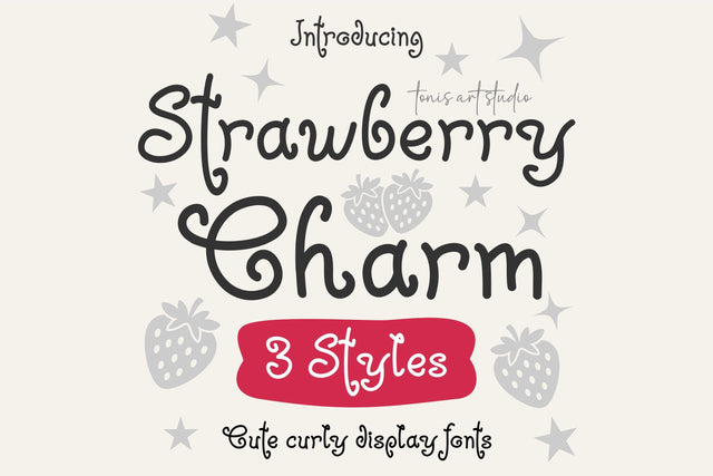 Strawberry Charm Curly Font Bundle | Cute Handwritten Family Font TonisArtStudio 