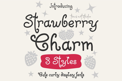 Strawberry Charm Curly Font Bundle | Cute Handwritten Family Font TonisArtStudio 