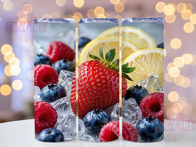 Strawberry Citrus Ice Macro Photo 20oz Tumbler, Strawberry Citrus, Ice Macro, Fruit Photography, 20oz Tumbler Wrap, Sublimation Design, Summer Refreshment, Digital Download Sublimation SvggirlplusArt 