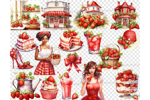 Strawberry Clipart Bundle | Summer Graphics PNG Set SVG GlamArtZhanna 