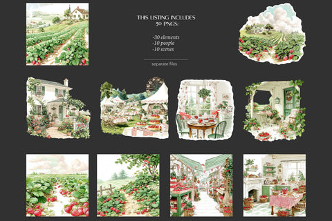 Strawberry Clipart PNG Images | Summer Farm Festival Cottage SVG GlamArtZhanna 