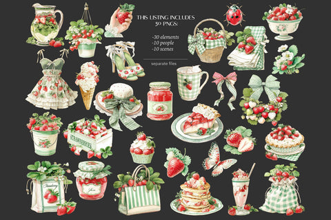 Strawberry Clipart PNG Images | Summer Farm Festival Cottage SVG GlamArtZhanna 