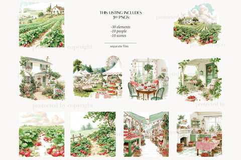 Strawberry Clipart PNG Images | Summer Farm Festival Cottage SVG GlamArtZhanna 