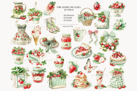 Strawberry Clipart PNG Images | Summer Farm Festival Cottage SVG GlamArtZhanna 