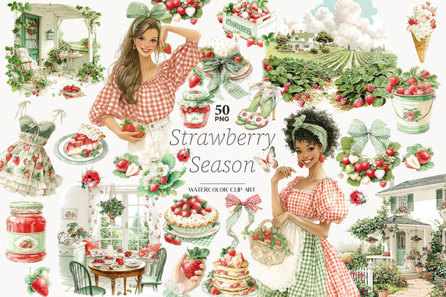 Strawberry Clipart PNG Images | Summer Farm Festival Cottage SVG GlamArtZhanna 