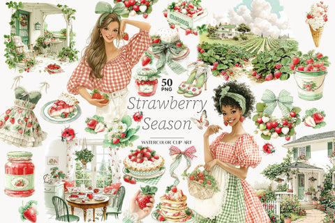Strawberry Clipart PNG Images | Summer Farm Festival Cottage SVG GlamArtZhanna 