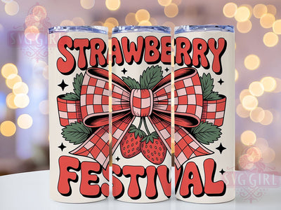 Strawberry Coquette Bow 20oz Tumbler, Strawberry Festival Design, Sublimation Gift, Coquette Bow Mug, 20oz Tumbler Design, Fruit Graphic, Cute Aesthetic Theme Sublimation SvggirlplusArt 