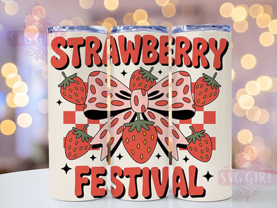 Strawberry Coquette Bow 20oz Tumbler, Strawberry Festival Design, Sublimation Gift, Coquette Bow Mug, 20oz Tumbler Design, Fruit Graphic, Cute Aesthetic Theme Sublimation SvggirlplusArt 