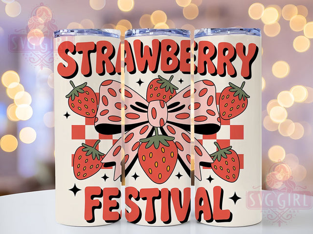 Strawberry Coquette Bow 20oz Tumbler, Strawberry Festival Design, Sublimation Gift, Coquette Bow Mug, 20oz Tumbler Design, Fruit Graphic, Cute Aesthetic Theme Sublimation SvggirlplusArt 