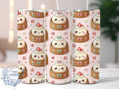 Strawberry Cream Dumpling 20oz Tumbler, Strawberry Motif, Cream Dumpling Design, Sweet Theme, Cute Accent, Whimsical Charm, Sublimation Wrap, 20oz Tumbler Sublimation ToriDesigns 