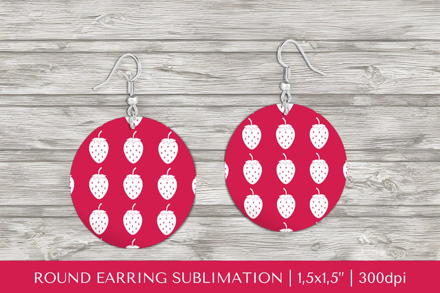Strawberry earring sublimation. Summer round earrings PNG 14 Sublimation LaBelezoka 