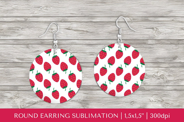 Strawberry earring sublimation. Summer round earrings PNG Sublimation LaBelezoka 
