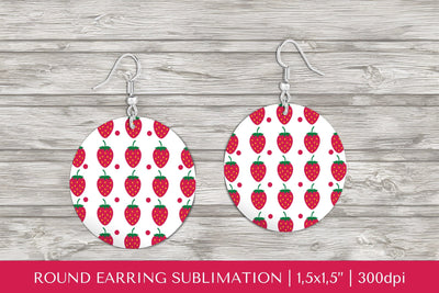 Strawberry earring sublimation. Summer round earrings PNG Sublimation LaBelezoka 