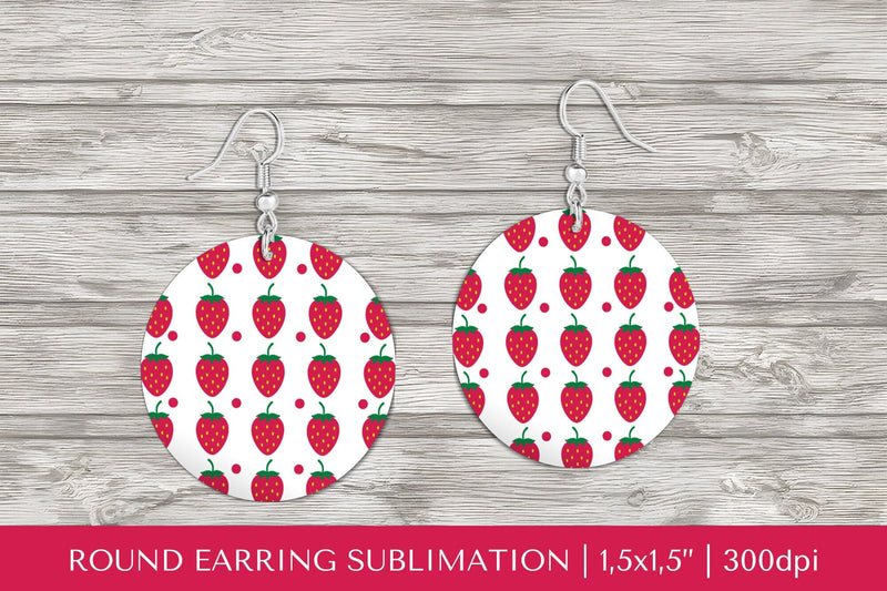Strawberry earring sublimation. Summer round earrings PNG Sublimation LaBelezoka 