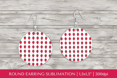 Strawberry earring sublimation. Summer round earrings PNG Sublimation LaBelezoka 