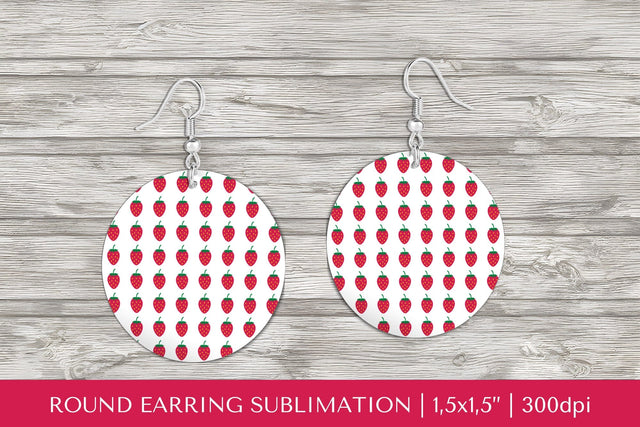 Strawberry earring sublimation. Summer round earrings PNG Sublimation LaBelezoka 