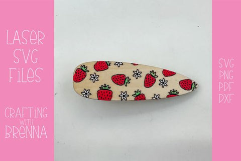 Strawberry Engraved Hair Clips Laser SVG File SVG Crafting With Brenna 