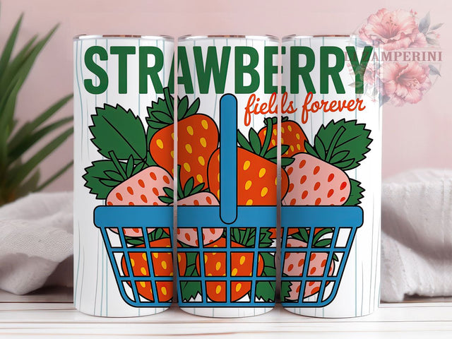 Strawberry Fields 20oz Tumbler Wrap, Strawberry Fields Forever, Fruit Sublimation PNG, Strawberry PNG Design, 20oz Tumbler Wrap, Tropical Summer Vibes, Fruit Humor Wrap Sublimation Li Zamperini 