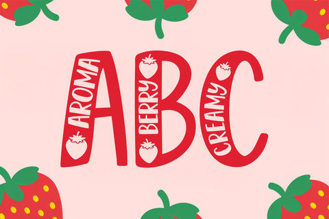 Strawberry Font Bundle | Cute Playful Berry Font Duo Font TonisArtStudio 
