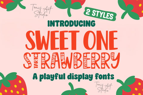 Strawberry Font Bundle | Cute Playful Berry Font Duo Font TonisArtStudio 