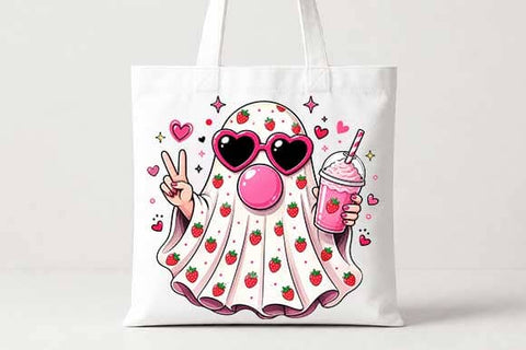 Strawberry Ghost PNG, Cute Halloween Sublimation Design SVG BillahCrafts 