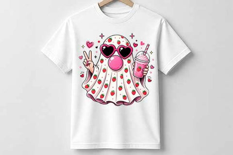Strawberry Ghost PNG, Cute Halloween Sublimation Design SVG BillahCrafts 