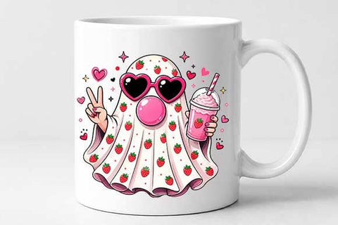 Strawberry Ghost PNG, Cute Halloween Sublimation Design SVG BillahCrafts 
