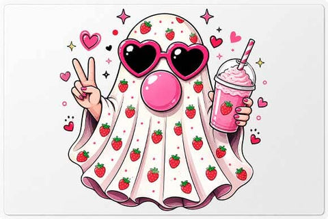 Strawberry Ghost PNG, Cute Halloween Sublimation Design SVG BillahCrafts 