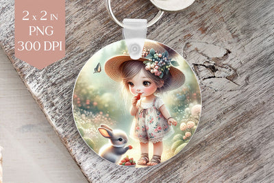 Strawberry Girl with Bunny PNG Sublimation Design Sublimation BijouBay 