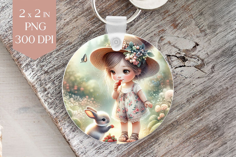 Strawberry Girl with Bunny PNG Sublimation Design Sublimation BijouBay 
