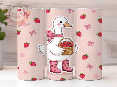 Strawberry Goose Charm 20oz Tumbler, Strawberry Motif, Goose Accent, Charm Theme, Rustic Art Design, Whimsical Flair, Sublimation Wrap, 20oz Tumbler Sublimation Lara' s Designs 