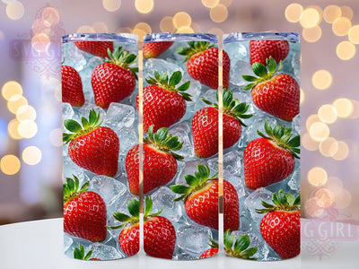 Strawberry Ice 20oz Tumbler, Cool Summer, Icy Fruit, Refreshing Red, Frosty Art, Sweet Treats, Bright Palette, Sublimation Wrap Sublimation SvggirlplusArt 