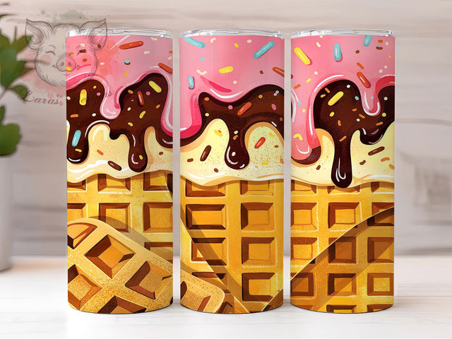 Strawberry Ice Cream Tumbler Wrap, Ice Cream Tumbler, 20oz Tumbler Wrap, Sublimation Design, Sweet Treat Tumbler, Dessert Tumbler, Summer Tumbler Sublimation Lara' s Designs 