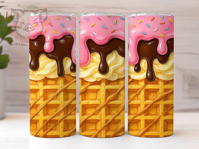 Strawberry Ice Cream Tumbler Wrap, Ice Cream Tumbler, 20oz Tumbler Wrap, Sublimation Design, Sweet Treat Tumbler, Dessert Tumbler, Summer Tumbler Sublimation Lara' s Designs 