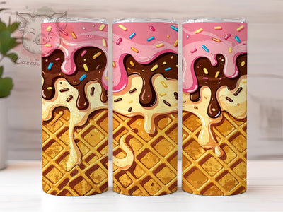Strawberry Ice Cream Tumbler Wrap, Ice Cream Tumbler, 20oz Tumbler Wrap, Sublimation Design, Sweet Treat Tumbler, Dessert Tumbler, Summer Tumbler Sublimation Lara' s Designs 