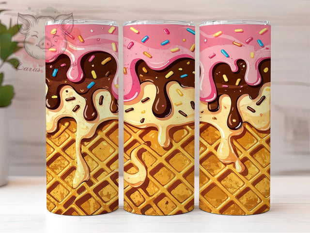 Strawberry Ice Cream Tumbler Wrap, Ice Cream Tumbler, 20oz Tumbler Wrap, Sublimation Design, Sweet Treat Tumbler, Dessert Tumbler, Summer Tumbler Sublimation Lara' s Designs 