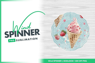 Strawberry ice cream wind spinner round design Sublimation Regulrcrative 