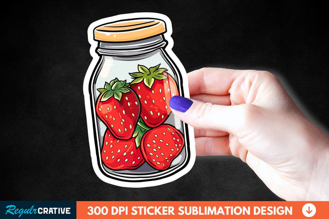 Strawberry In Jar Sticker Clipart Sublimation Regulrcrative 